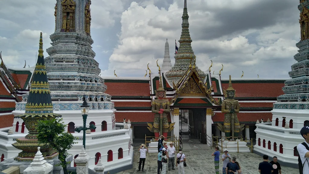 Golden spires and ornate roofs of the Grand Palace in Bangkok